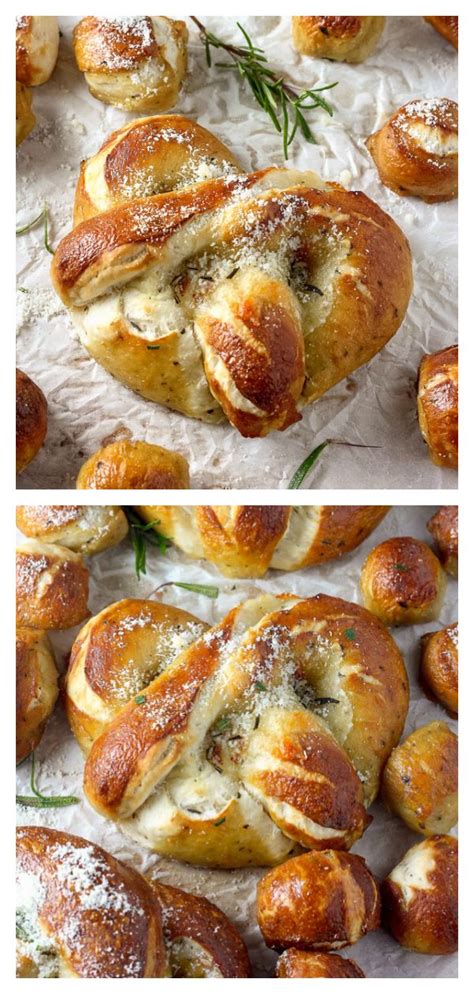 Mozzarella Stuffed Rosemary And Parmesan Soft Pretzels Made With A Simple Soft Pretzel Dough