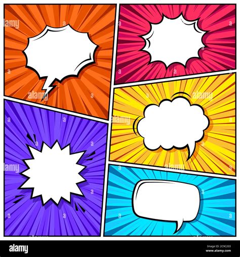 Cartoon Comic Backgrounds Set Speech Bubble Comics Book Colorful