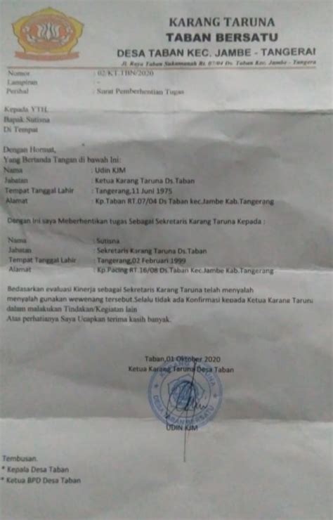 Detail Surat Karang Taruna Koleksi Nomer 37