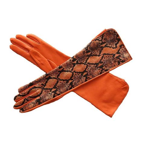 Orange And Leather Leather Gloves Women Womens Gloves Orange