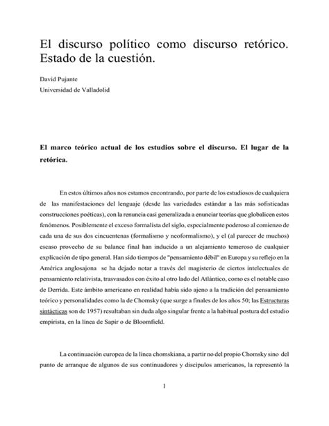 El Discurso Político Como Discurso Retórico