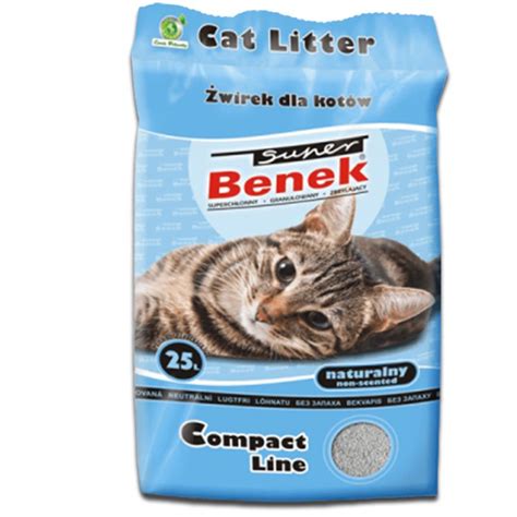 Żwirek dla kota bentonitowy Super Benek COMPACT NATURALNY 25l ERLI pl