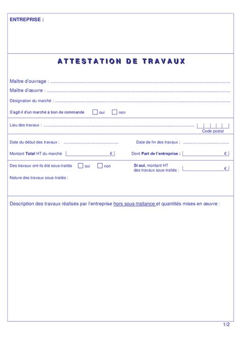 Modele D Attestation De Travaux DOC PDF Page 1 Sur 3