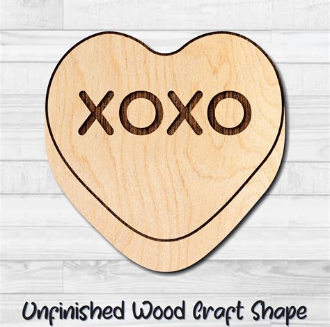 Xoxo Hugs Kisses Conversation Heart Love Valentine Unfinished Wood