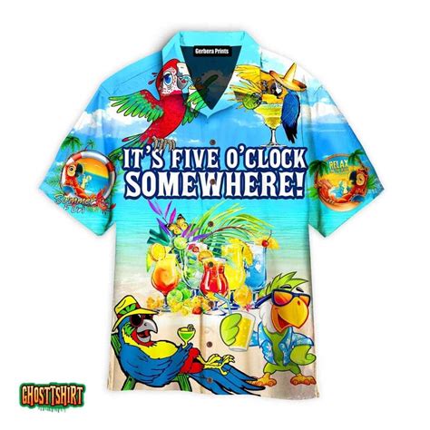 Parrot Its 5 Oclock Somewhere Aloha Hawaii Shirt