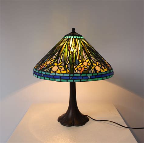 Tiffany Table Lamp Daffodil Jonquil Stained Glass Bedside Lamp