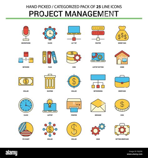 Project Management Flat Line Icon Set Business Concept Icons Design