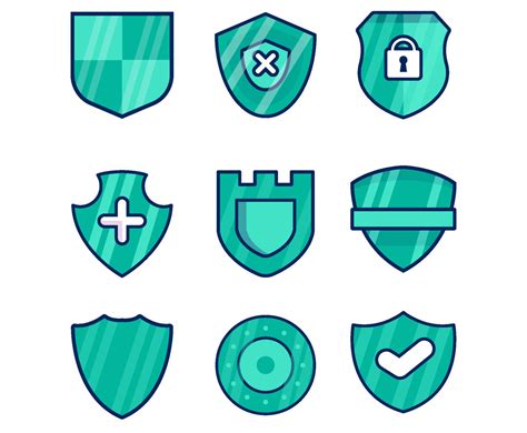 Shield Icon Set Vector Art And Graphics