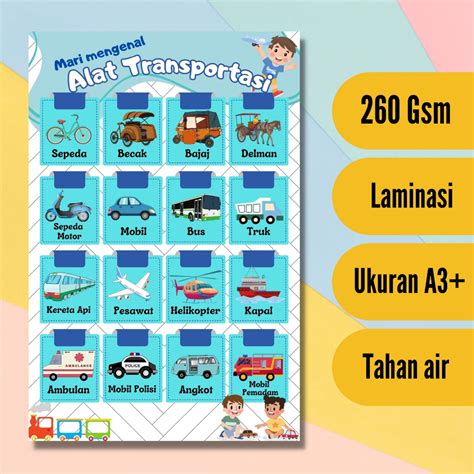 Jual Poster Edukasi Alat Transportasi Shopee Indonesia