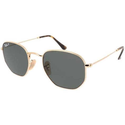 Ray Ban Gold Hexagonal Metal Green Unisex Sunglasses Rb3548n 00158 51 21