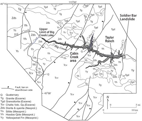 Simplified Geologic Map Of The Big Creek Lake Area After Stewart Et