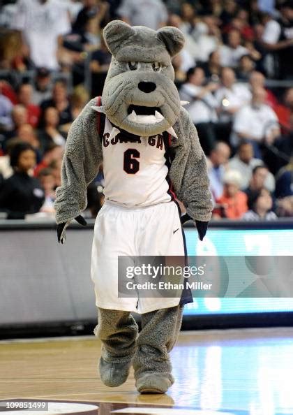 Gonzaga Bulldogs mascot Spike the Bulldog appears on the court during ...