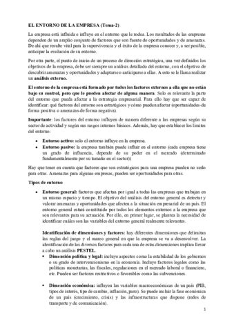 El Entorno De La Empresa Pdf