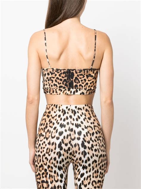 Roberto Cavalli Leopard Print Cropped Top Neutrals Farfetch