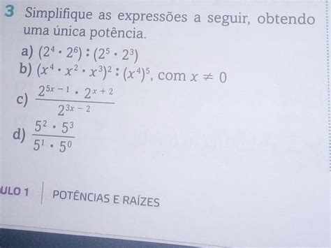 Simplifique As Express Es A Seguir Obtendo Uma Nica Potencia A