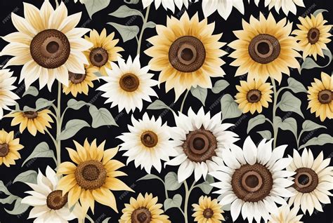 Premium Vector | Sunflowers on a black background with a black background