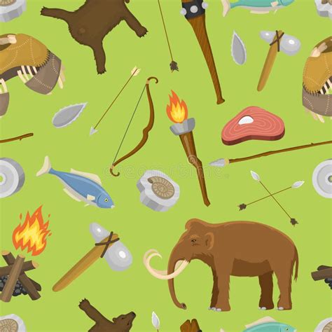 Stone Age Primitive Prehistoric Life Poster Vector Illustration