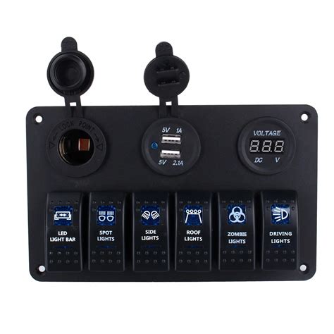 Gang Waterproof Car Marine Boat Circuit Blue Led Rocker Switch Panel