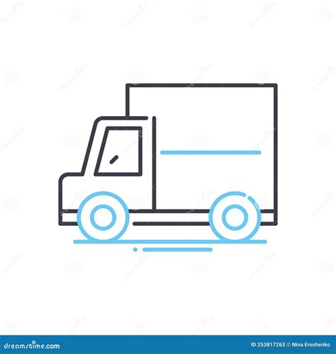 Moving Truck Line Icon Outline Symbol Vector Illustration Concept