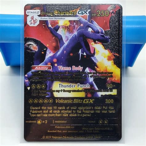 Mavin Shining Charizard GX Pokemon Black Foil Etched 250 HP Fan Art Card