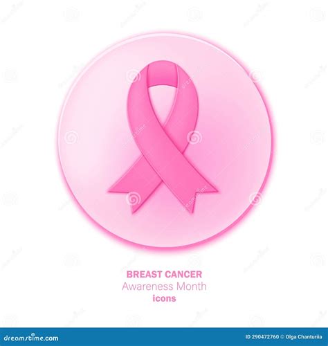 Breast Cancer Awreness Month Icon Pink Ribbon Stock Vector