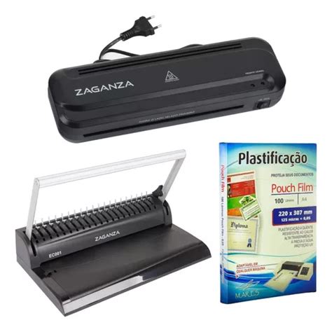 Kit Plastificadora Encadernadora 100 Plásticos Polaseal