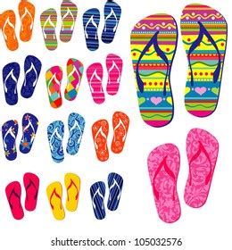 Set Colorful Flip Flops Isolated On Stock Vector Royalty Free