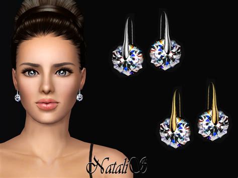 The Sims Resource Natalis Ts Round Crystal Drop Earrings