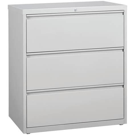 Hirsh 36 In Wide Hl8000 Series Metal 3 Drawer Lateral File Cabinet Light Gray