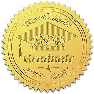 Craspire Gold Foil Embossed Stickers Graduation Flowers Certificate