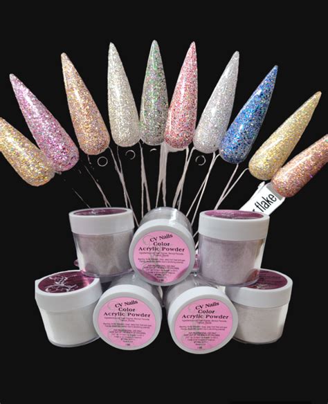 Cv Nails Acrylic Collection With Glitterflake 10pcs 1 Oz Cv Nails