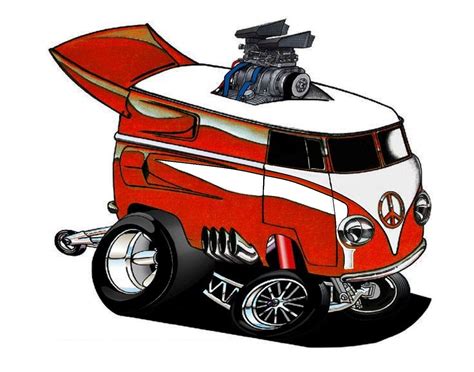 Cartoon Vw Muscle Van Cool Car Drawings Cartoon Car Drawing Art Cars