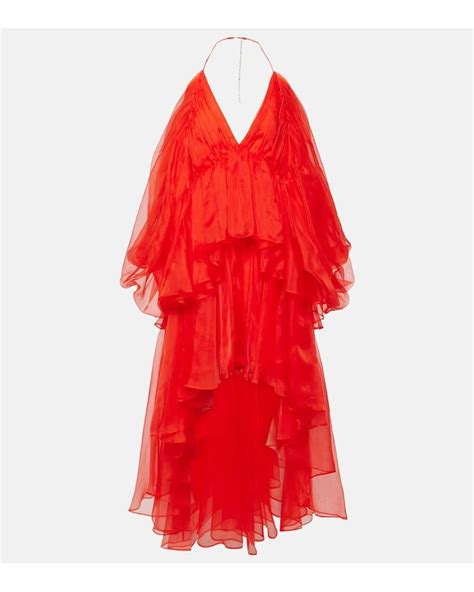 Zimmermann Natura Gathered Silk Organza Midi Dress Lyst