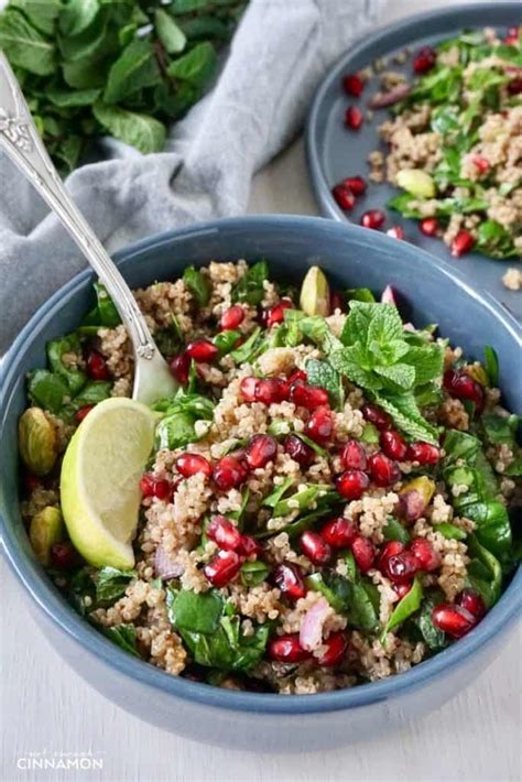 Vegan Quinoa Salad With Spinach Pomegranate Gluten Free