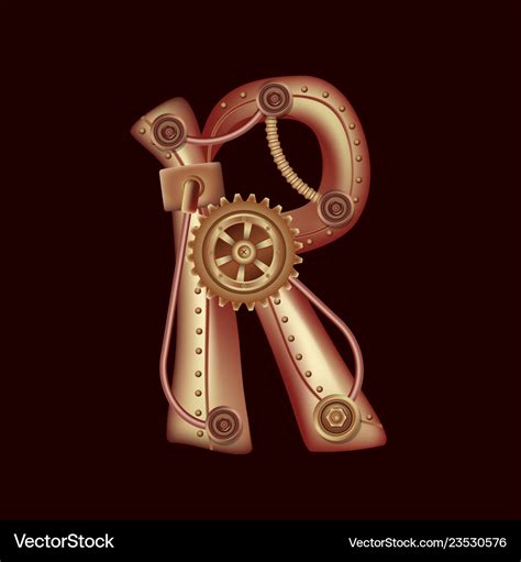 Letter R Of Mechanic Alphabet Steampunk Font Vector Image