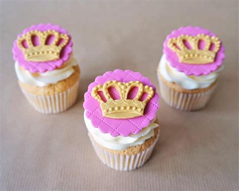 12 Fondant Crown Cupcake Toppers Gold Princess Crown Topper Etsy