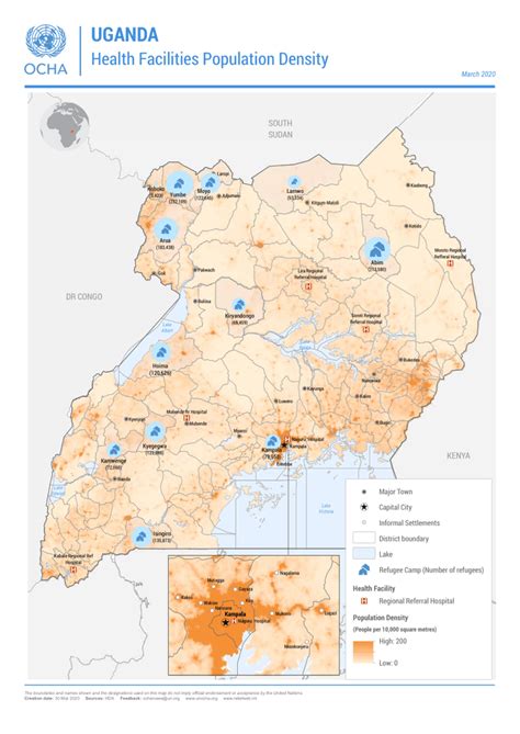 Uganda: Health Facilities Population Density - March 2020 | OCHA