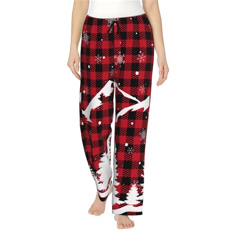 Disketp Christmas Tree Buffalo Plaid Print Women S Comfy Pajama Pants