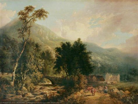 Oil Painting Replica Landscape With Mountains By Frederick Ladbrooke