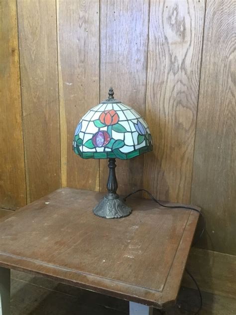 Small Stained Glass Flower Lamp Authentic Reclamation