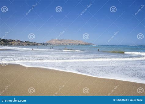 Beach in Miraflores District in Lima, Peru Stock Image - Image of area ...