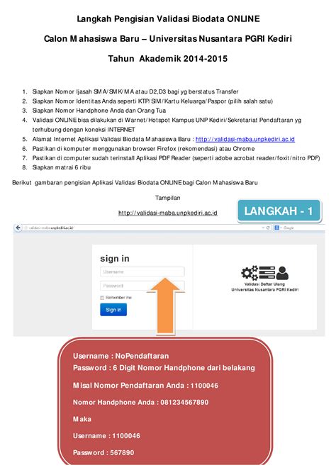 Pdf Langkah Pengisian Validasi Biodata Online Pdf Dokumen Tips