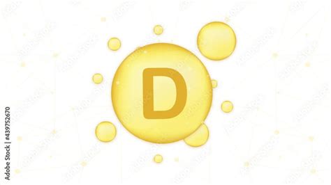 Vitamin D Gold Shining Icon Ascorbic Acid Motion Graphics V Deo Do