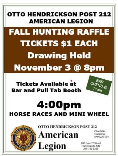 Fall Hunting Raffle Congratulations To Winners American Legion Post 212