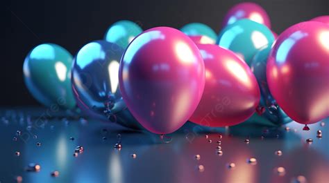 Group Of Coloured Shiny Balloons Are On The Floor Background 3d