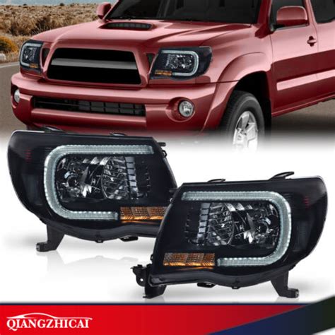 Fit For Toyota Tacoma Led Drl Tube Projector Headlights Black