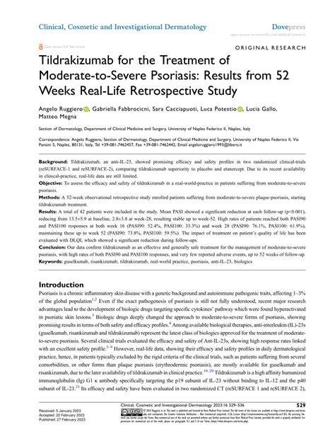 Pdf Tildrakizumab For The Treatment Of Moderate To Severe Psoriasis