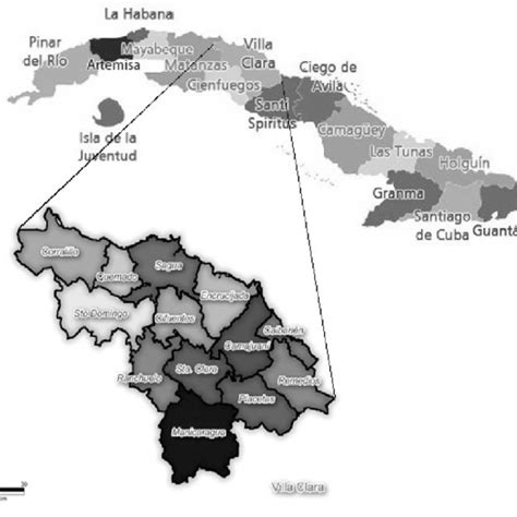 Political and administrative map of Cuba and Villa Clara province ...