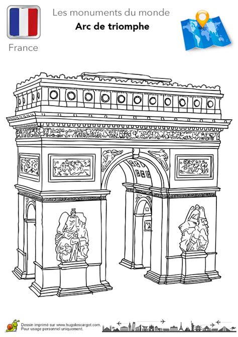 Larc Du Triomphe En France Colorier School Ecole Dessin