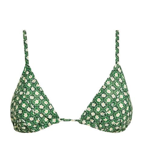 Peony Daisy String Tri Bikini Top In Green Lyst